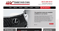 Desktop Screenshot of haslet-autocare.com